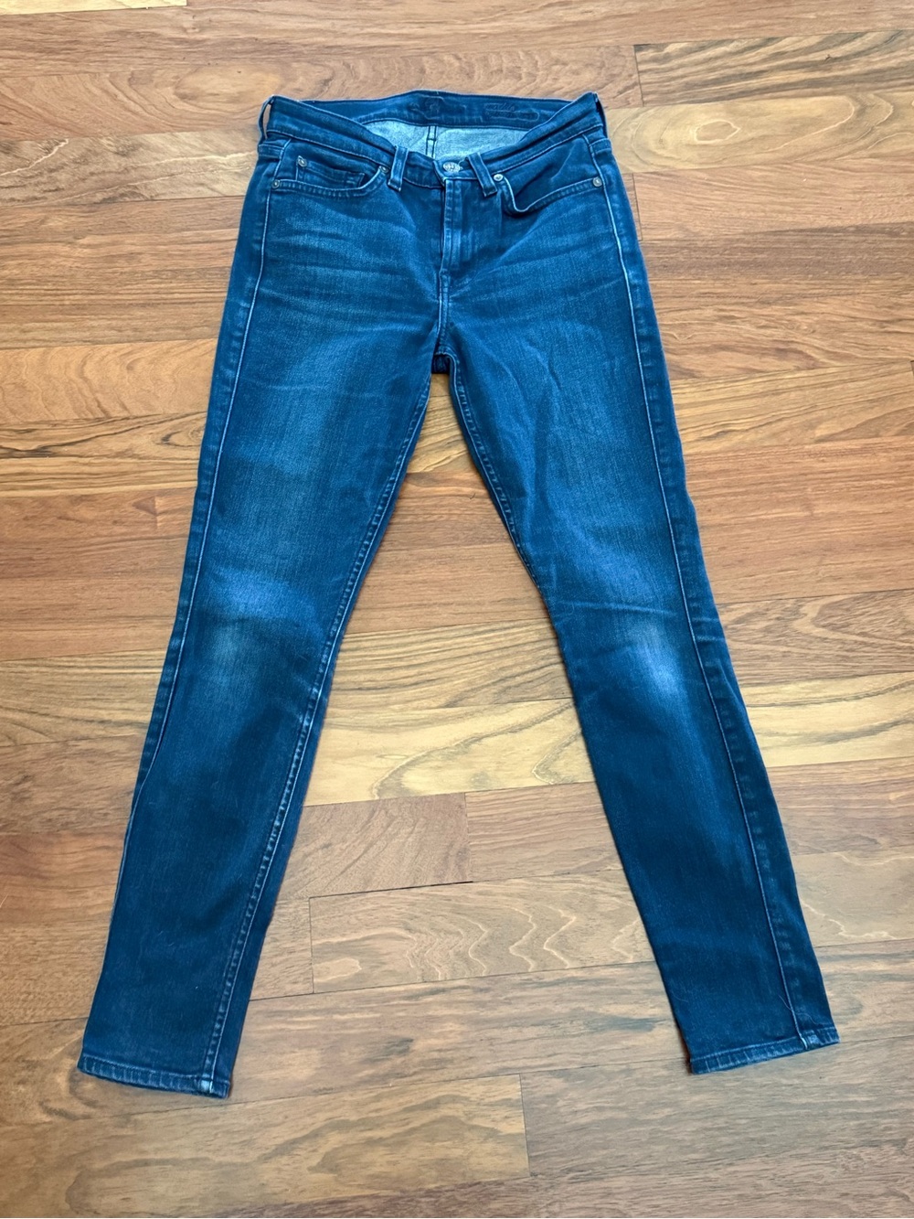 7 For All Mankind Dark Blue Skinny Gwenevere Mid-rise Jeans
